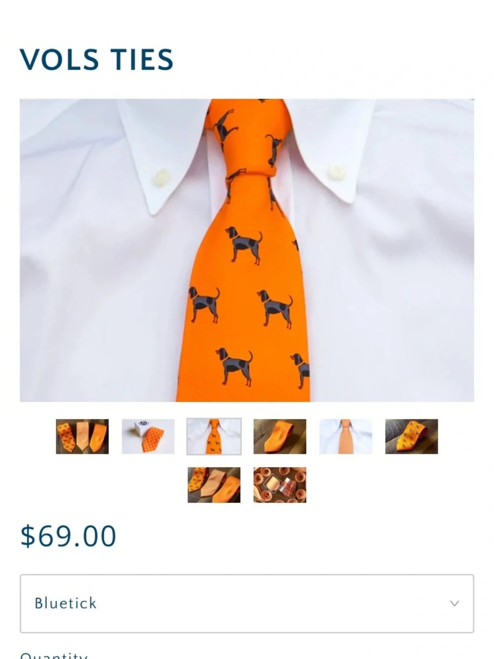 NWOT Volunteer Traditions Tennessee Vols Smokey Silk Tie